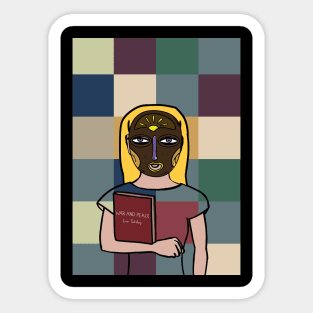 Pixel Book Enchantress - Female Character with Freaky Eyes and Light Pixel Item Sticker